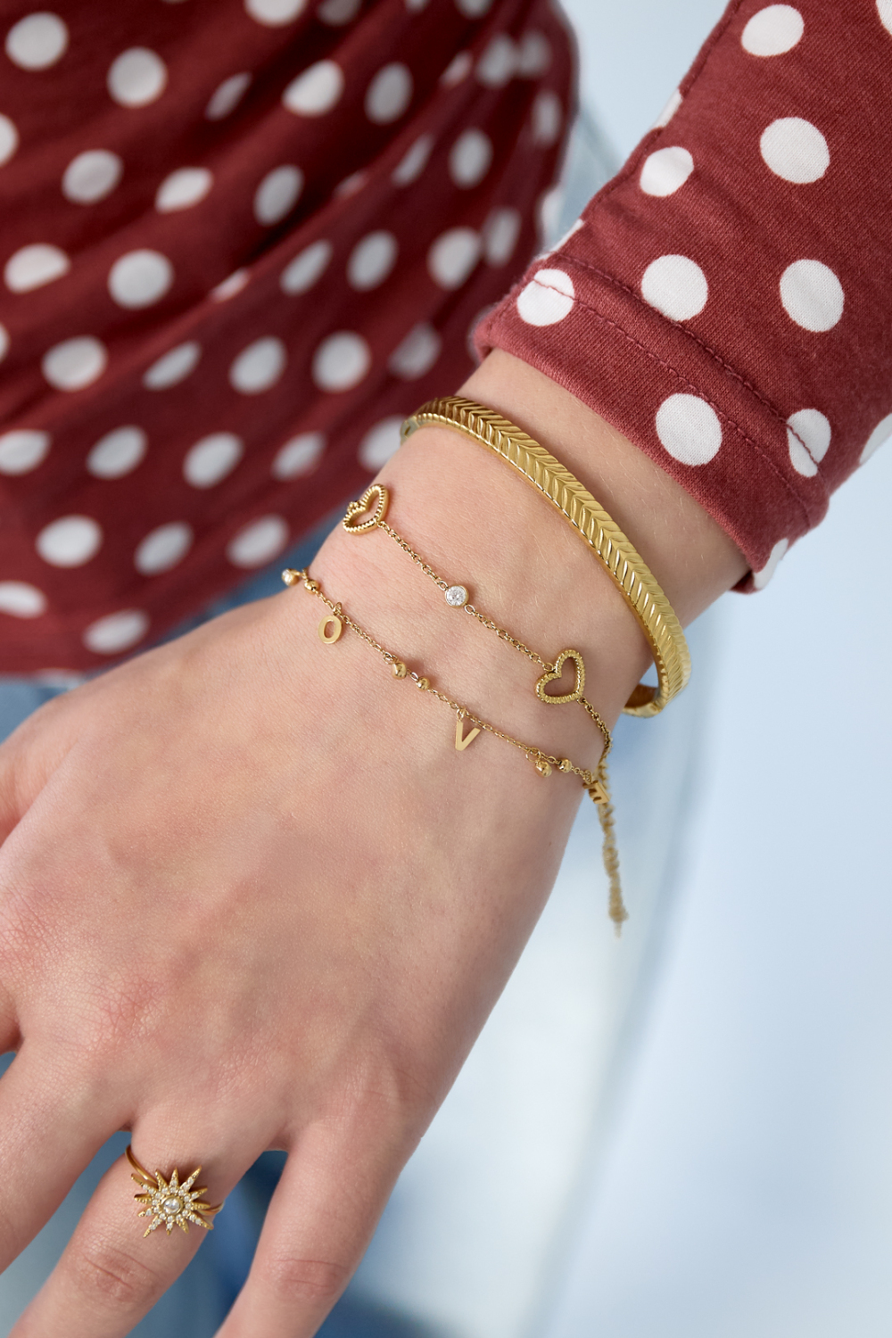 Bracelet En Forme De Cœur Orné De Pierres Alternées Image2