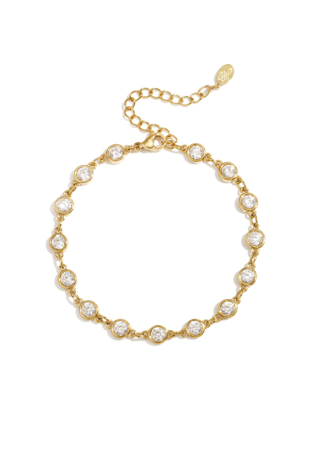 Bracelet orné de pierres rondes en oxyde de zirconium