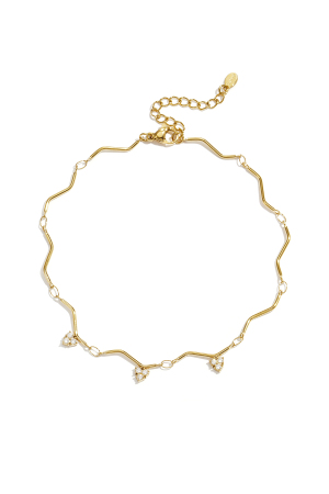 Bracelet De Cheville À Effet Ondulé Et Pierres Pendantes h5 