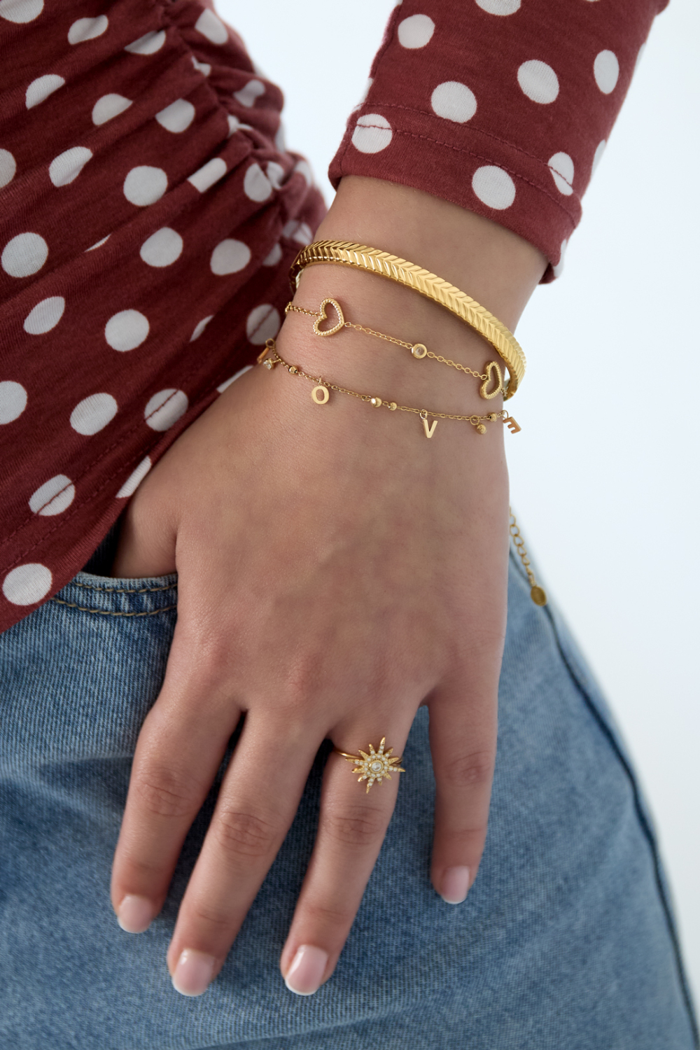 Bracelet D'Amour Avec Pierres Pendantes Image2