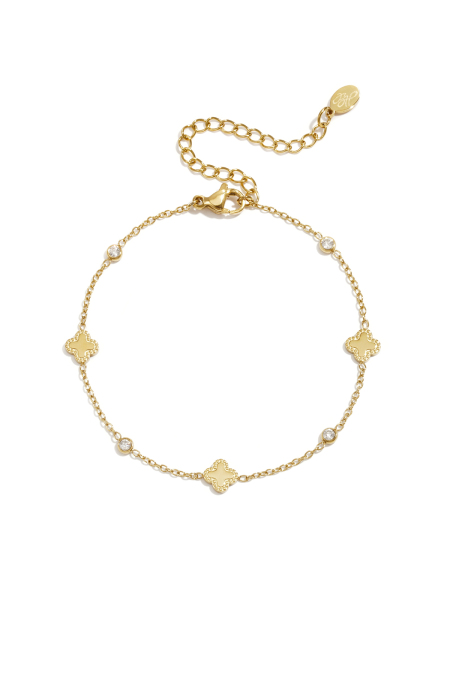 Bracelet orné de trèfles et de pierres rondes en oxyde de zirconium.