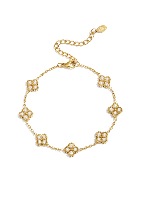 Bracelet orné de trèfles sertis de zirconias