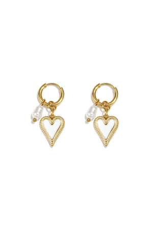 Boucles D'Oreilles Avec Cœur Pendant Et Perle h5 