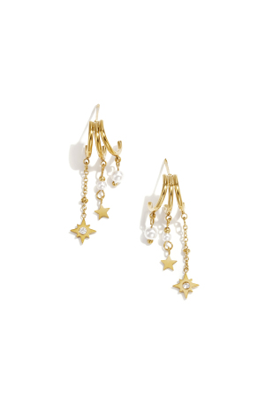 Boucles D'Oreilles Triples Avec Pendentifs En Perle Et En Étoile h5 
