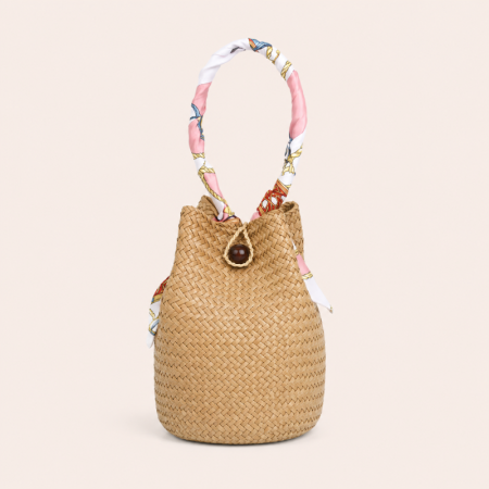 Sac seau femme en raphia tissé à motif cœur, couleur unie, style vacances 2
