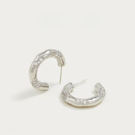 Boucles d'oreilles puces pour femmes, collection Luxueuse, forme simple et irrégulière, couleur cuivre doré 2