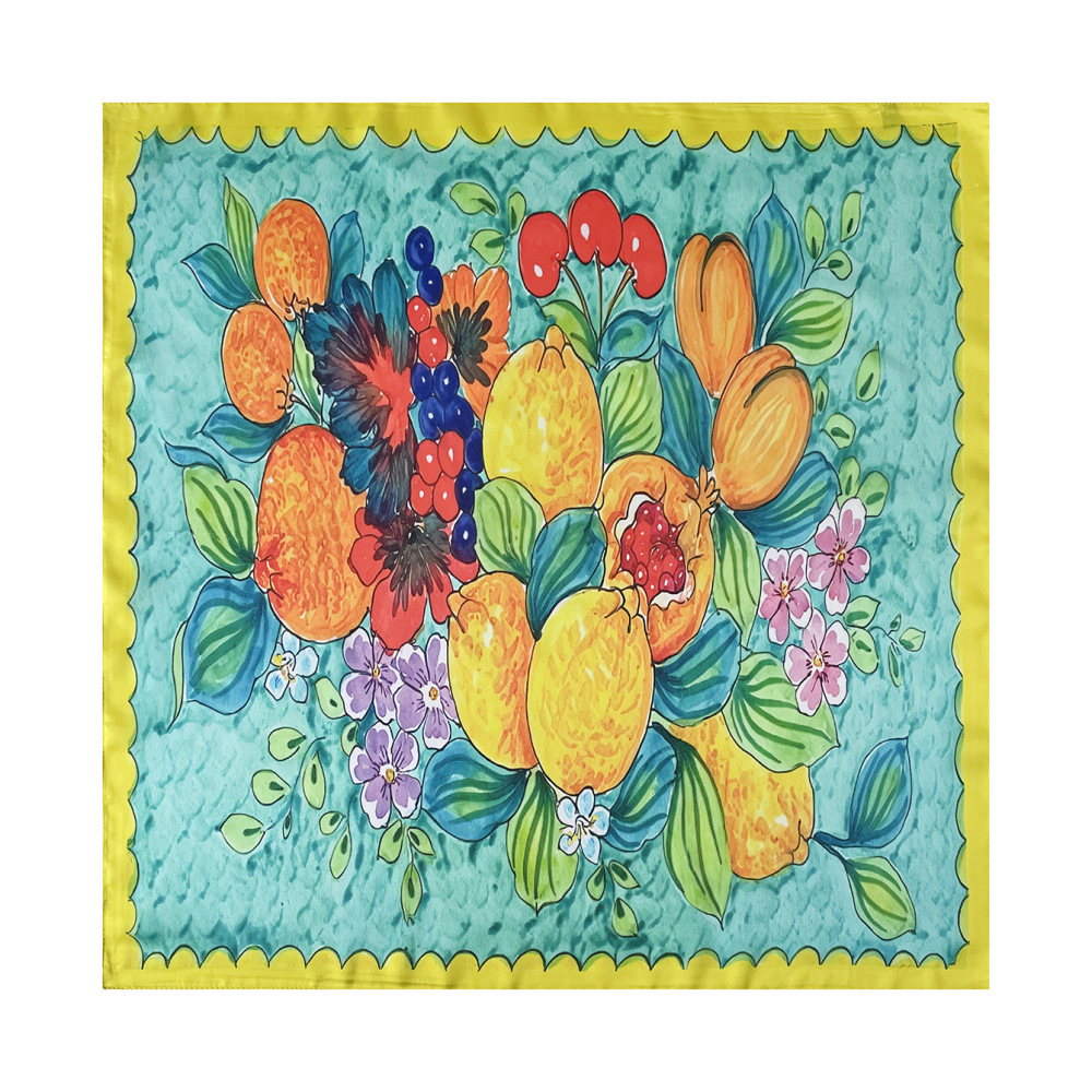 Écharpes D'Été Pour Femmes En Polyester, Motif Fleurs Et Fruits, Collection Romantique Image4