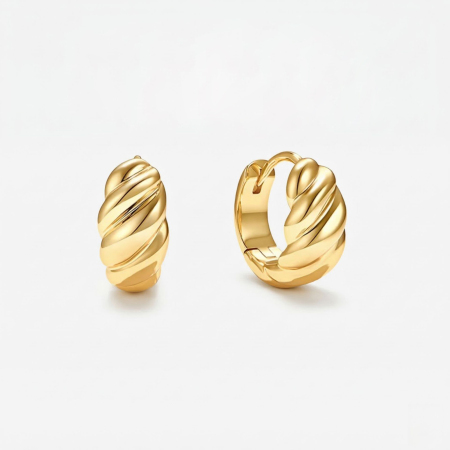 Boucles d'oreilles créoles pour femmes Simple Series Classic Twist en cuivre plaqué rhodium