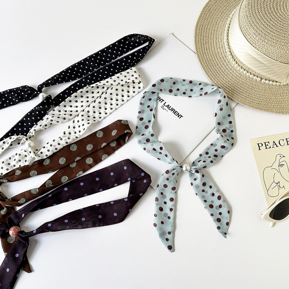 Écharpes D'Été Pour Femmes En Polyester À Pois Simples Image3