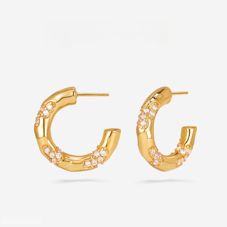 Boucles d'oreilles puces pour femmes, collection Luxueuse, forme simple et irrégulière, couleur cuivre doré