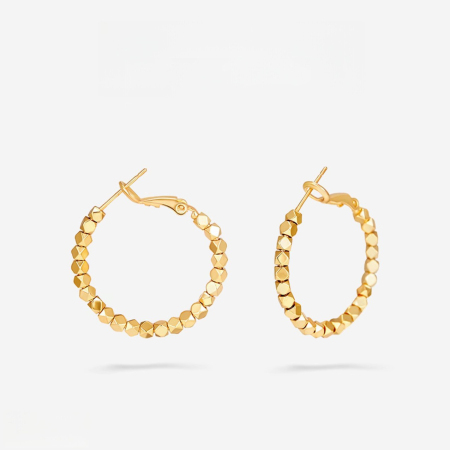 Boucles d'oreilles créoles pour femmes, style géométrique, rondes et décontractées, couleur cuivre doré, collection Simple.