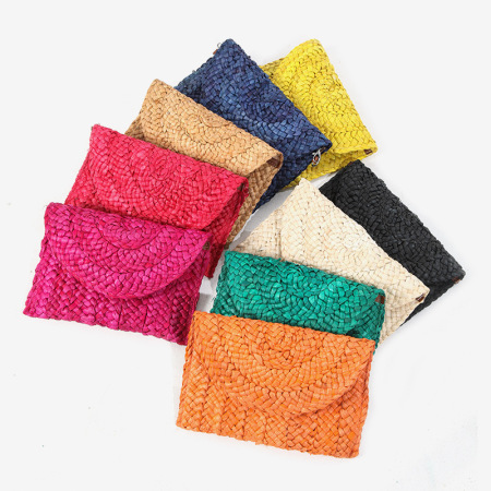 Sac carré pour femme en raphia tissé uni, style décontracté