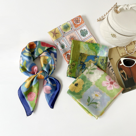 Écharpes d'été pour femmes en polyester, style océanique, collection romantique à fleurs douces