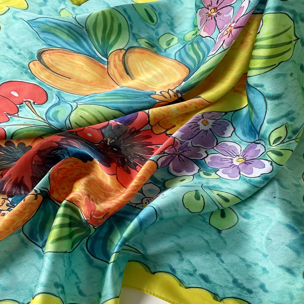 Écharpes D'Été Pour Femmes En Polyester, Motif Fleurs Et Fruits, Collection Romantique Image5