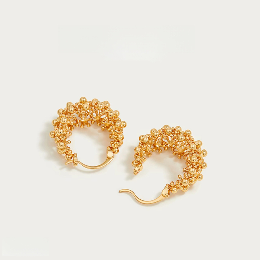 Boucles D'Oreilles Créoles Pour Femmes, Couleur Cuivre Doré, Inspirées De Feux D'Artifice Simples Et Élégants. Image3