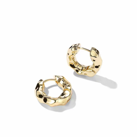 Boucles d'oreilles créoles pour femmes, style classique irrégulier, couleur cuivre doré, collection Simple Series