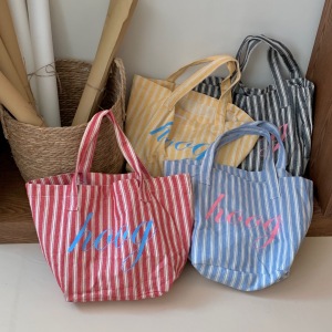 Sacs À Bandoulière En Toile À Rayures Unies Avec Lettres h5 Image3