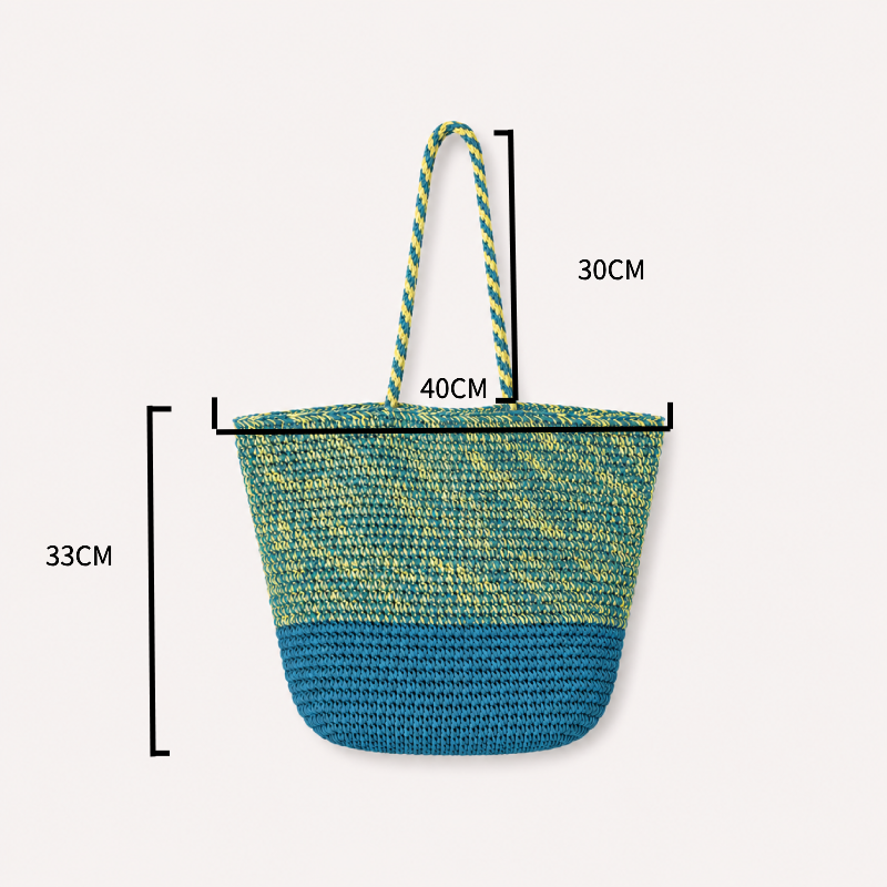 Sac Carré Pour Femme En Raphia Tissé Multicolore De Style Décontracté Image2
