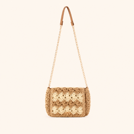 Sac carré pour femme en raphia tissé multicolore de style décontracté