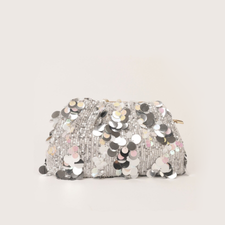 Sac carré pour femme en polyester uni à sequins, style soirée