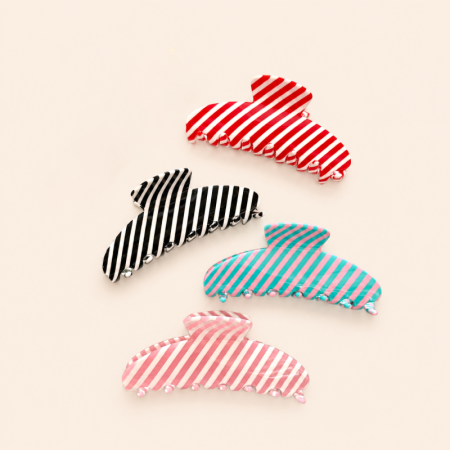 Pinces à cheveux Simple Series Daily Stripe en acétate de couleurs mélangées