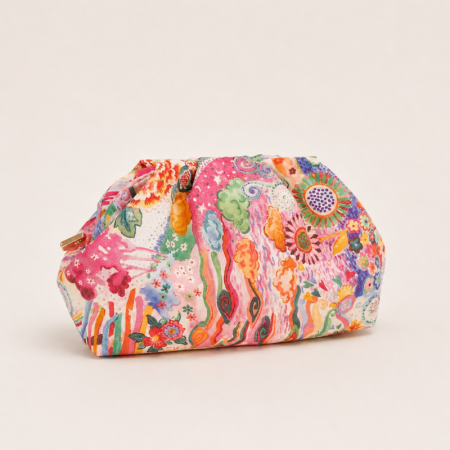 Sac carré pour femme en tissu imprimé floral décontracté, de forme irrégulière et de style cartoon, aux couleurs mélangées. 2