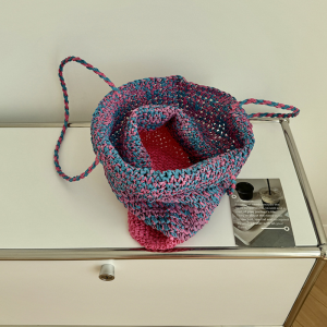 Sac Carré Pour Femme En Raphia Tissé Multicolore De Style Décontracté h5 Image5