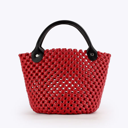 Sac seau femme en PVC tissé ajouré, coloris assortis, style vacances 2