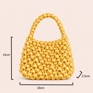 Sac Carré Pour Femme En Tissu Tissé Uni, Style Décontracté h5 Image2