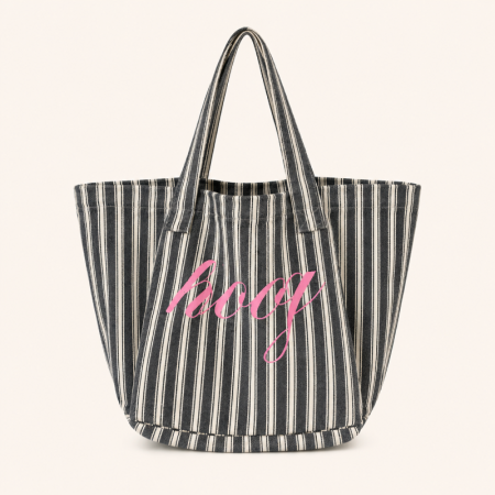 Sacs à bandoulière en toile à rayures unies avec lettres
