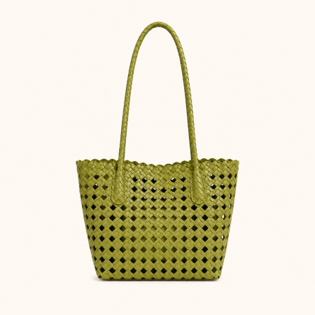 Sac carré pour femme en PU tissé uni, style décontracté, ajouré. 2
