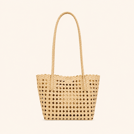 Sac carré pour femme en PU tissé uni, style décontracté, ajouré.
