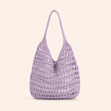 Sac carré pour femme en raphia tissé ajouré, couleur unie, style vacances