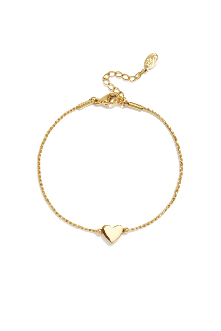 bracelet coeur en acier inoxydable couleur or