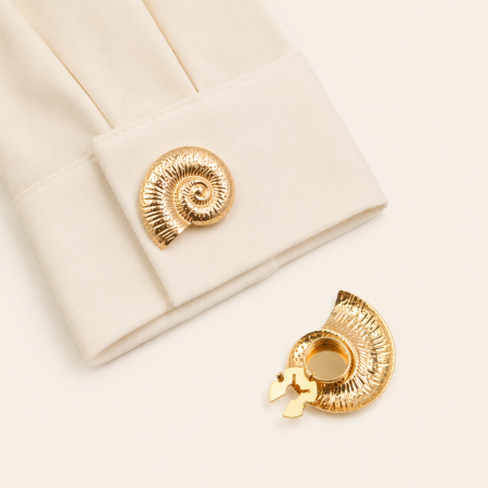 Boutons de manchette Simple Series en alliage de coquillage couleur or, style océan naturel
