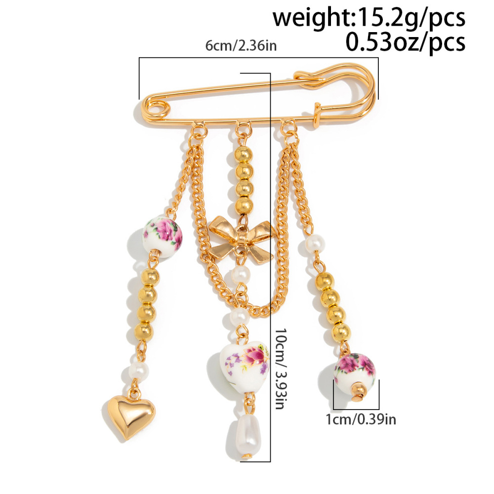 Broches En Alliage À Pompons, Fleurs, Cœurs Et Nœuds Papillon, Collection Simple Et Décontractée 