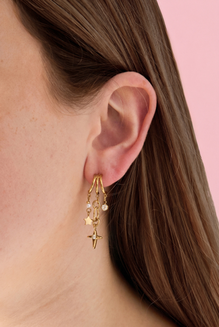 Boucles d'oreilles triples avec pendentifs en forme d'étoile 2