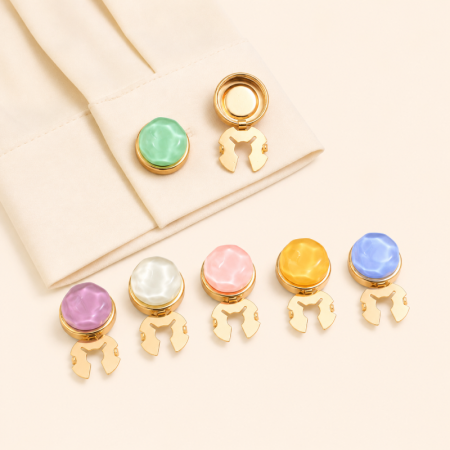 Boutons de manchette en alliage de couleur unie, forme irrégulière, collection Simple Series Daily