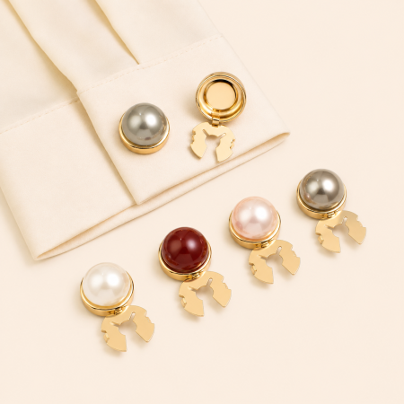 Boutons de manchette Simple Series Daily en alliage de couleur unie et perles artificielles