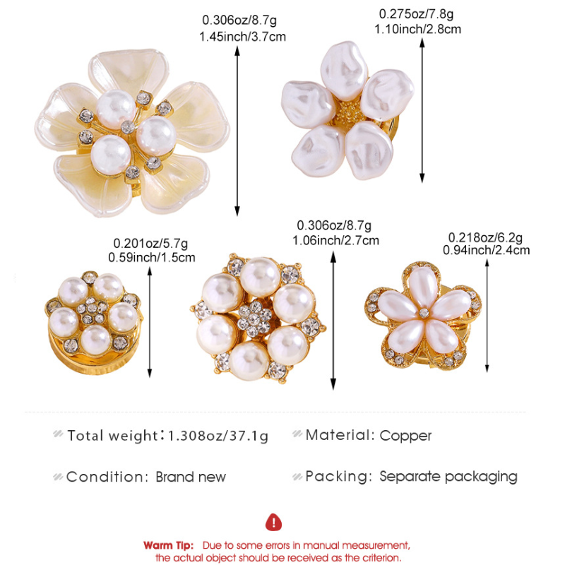 Boutons De Manchette Simple Series Daily Flower En Alliage, Strass Et Perles Artificielles Image5