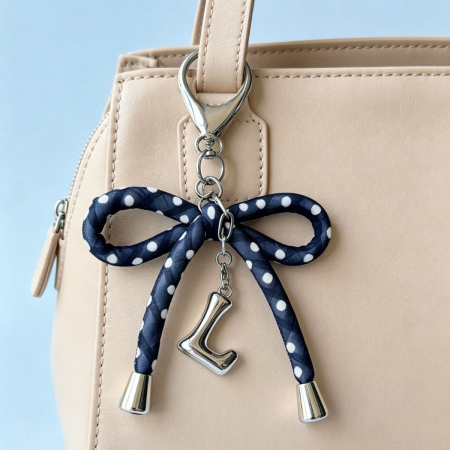 Breloques de sac pour femme en cuivre, motif nœud papillon et lettre romantique