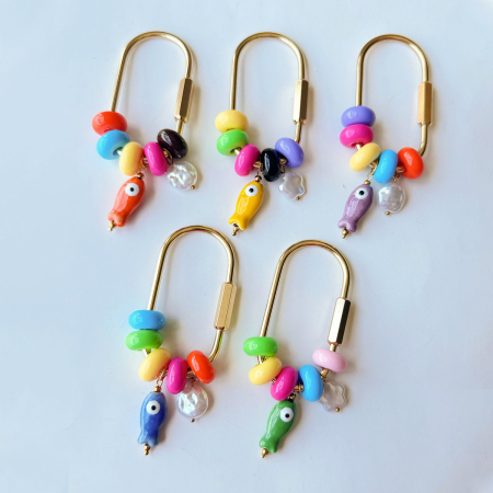 Breloques de sac pour femme en cuivre avec perles mignonnes en forme de poisson