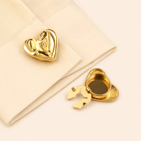 Boutons de manchette en alliage, forme cœur simple, collection romantique