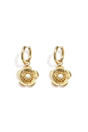 Boucle D'oreille Avec Joli Pendentif Fleur - Doré h5 