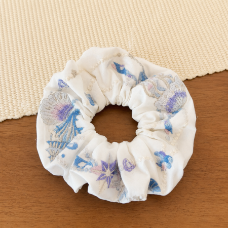 Chouchous en tissu style océanique, couleur unie naturelle, coquillages et étoiles de mer, collection Simple 2
