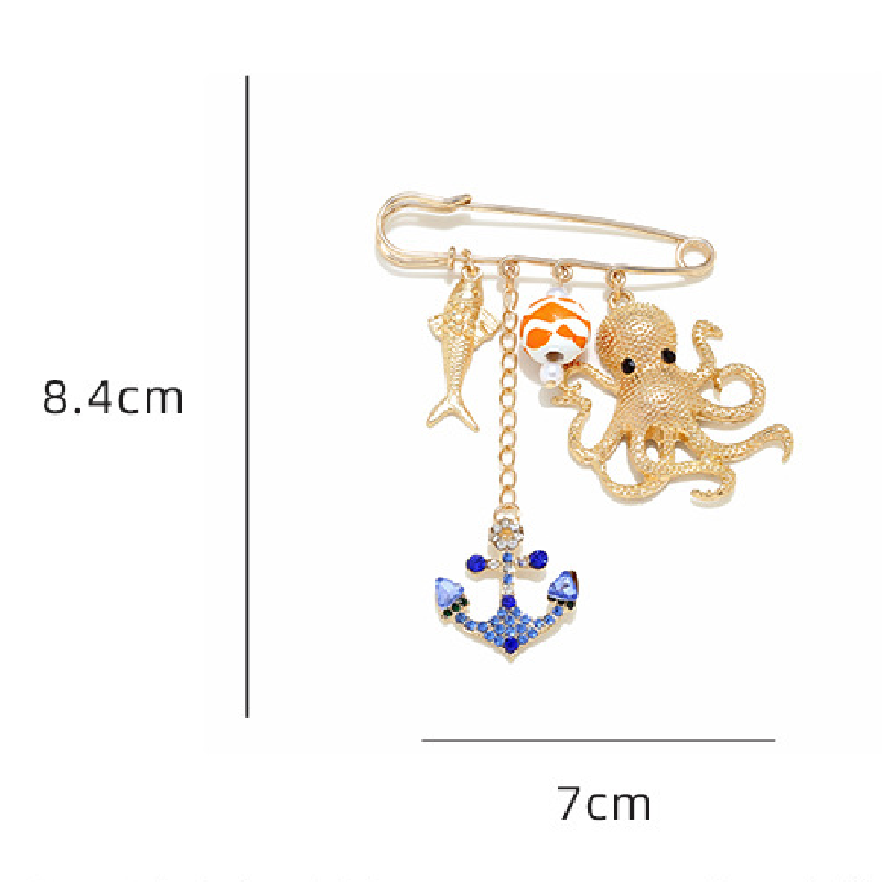 Broches En Alliage Représentant Des Poissons, Style Océanique Et Animaux De Vacances, Collection Simple 