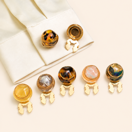 Boutons de manchette en alliage à dégradé de couleurs, forme irrégulière, collection quotidienne Simple Series