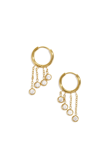 Boucles d'oreilles pendantes en acier inoxydable, style rond, collection décontractée et simple pour femmes