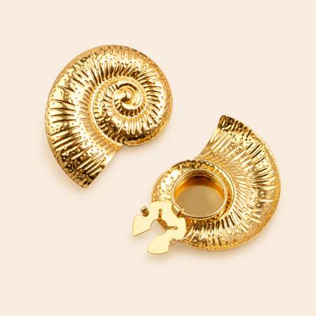 Boutons de manchette Simple Series en alliage de coquillage couleur or, style océan naturel 2