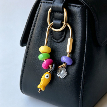 Breloques de sac pour femme en cuivre avec perles mignonnes en forme de poisson 2